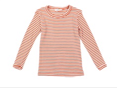 Joha t-shirt merino wool/silk red stripes
